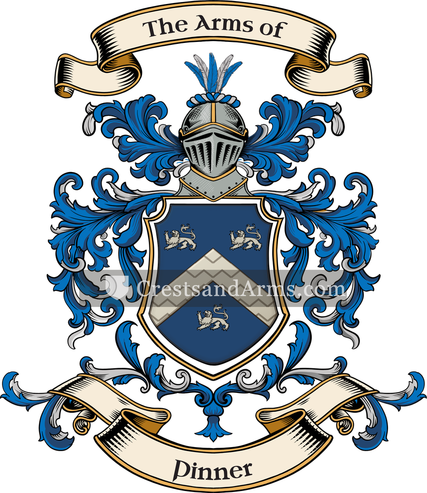 The Pinner coat of arms, drawn from the recorded blazon