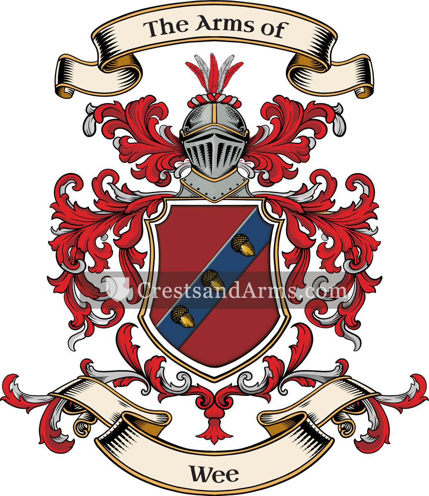 The Wee coat of arms, drawn from the recorded blazon