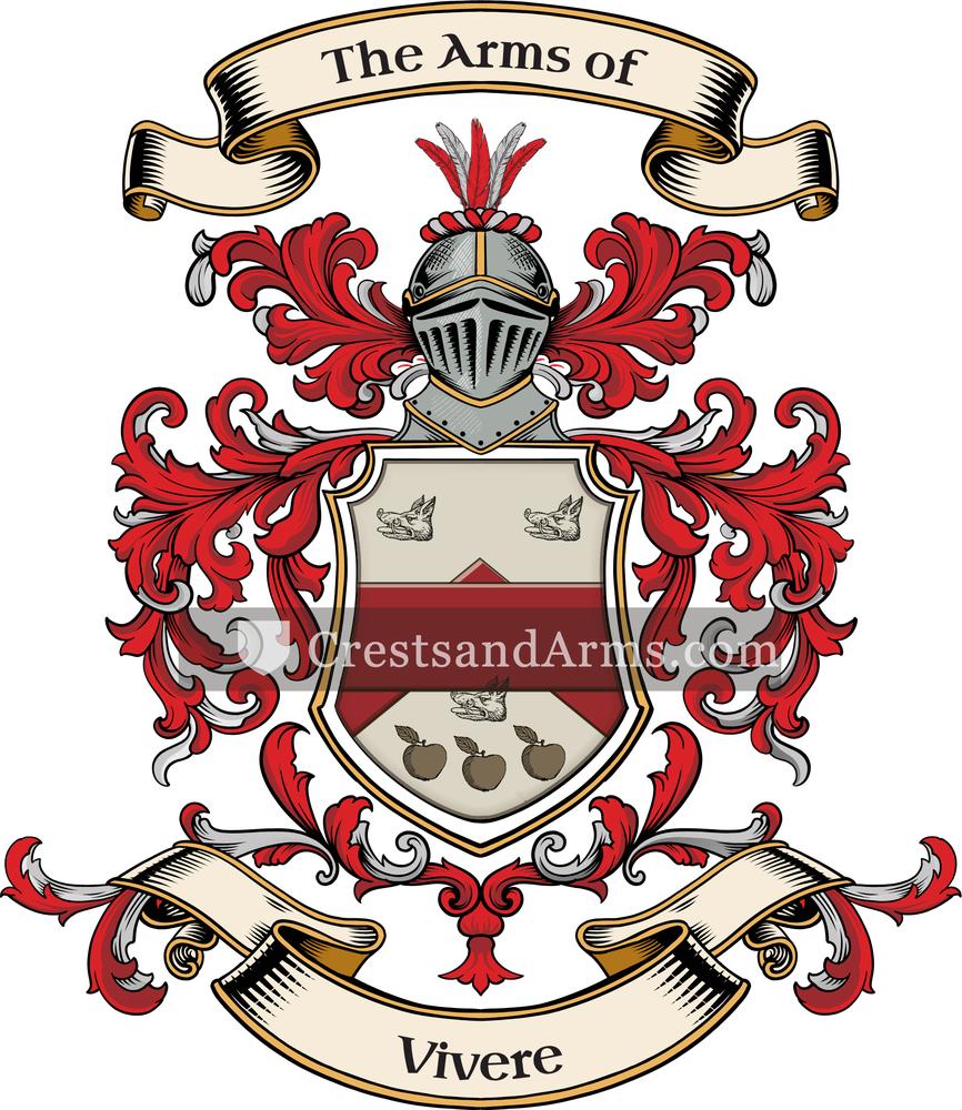 The Vivere coat of arms, drawn from the recorded blazon