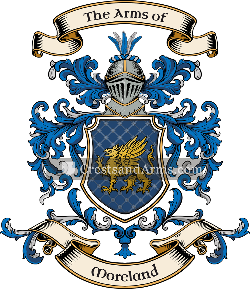The Moreland coat of arms, drawn from the recorded blazon