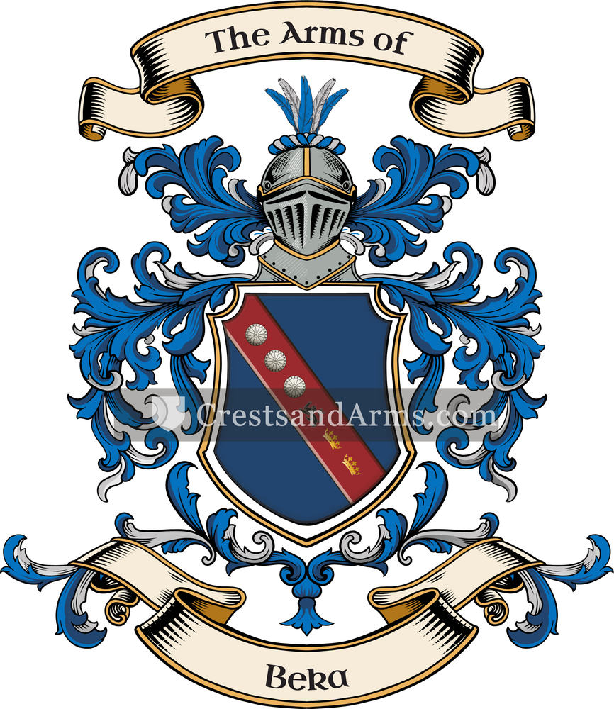 The Beka coat of arms, drawn from the recorded blazon