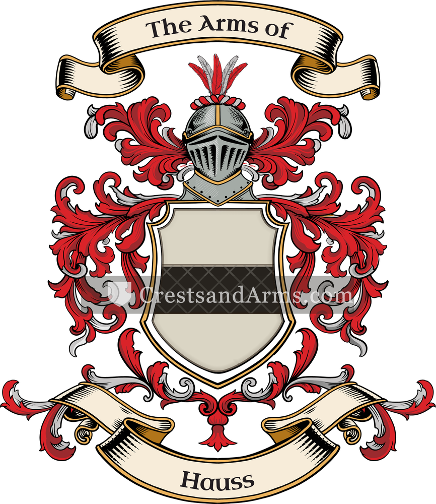 The Hauss coat of arms, drawn from the recorded blazon