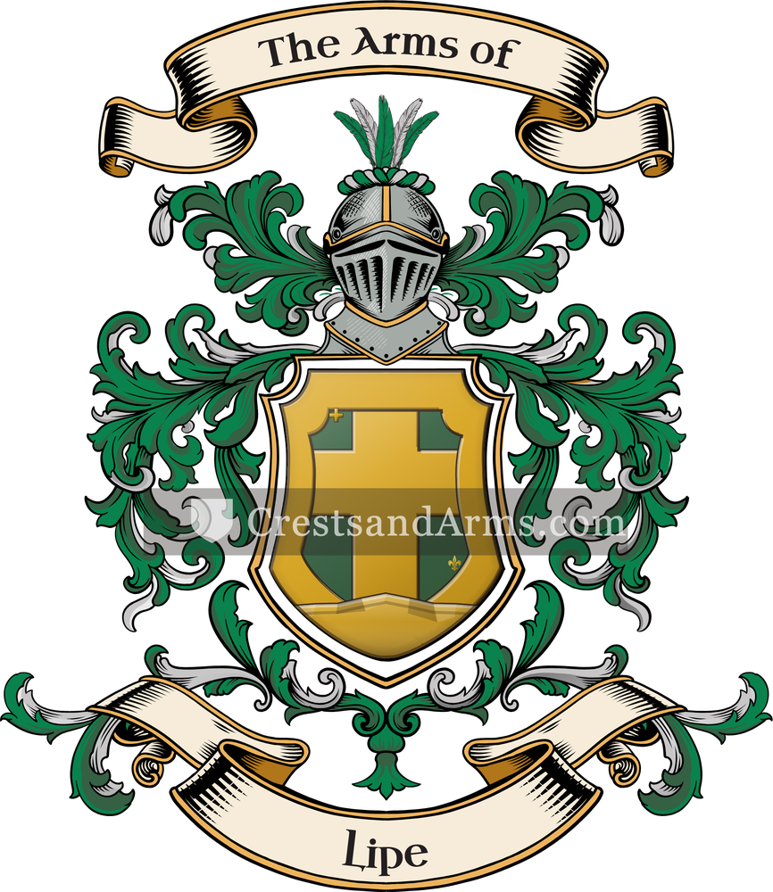 The Lipe coat of arms, drawn from the recorded blazon