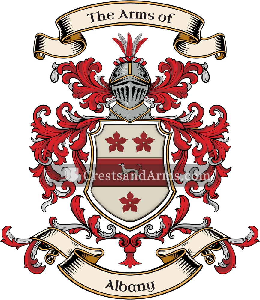 The Albany coat of arms, drawn from the recorded blazon