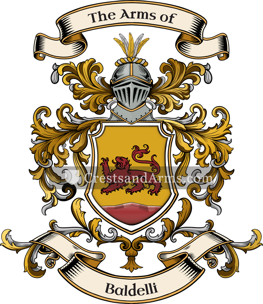 The Baldelli coat of arms, drawn from the recorded blazon