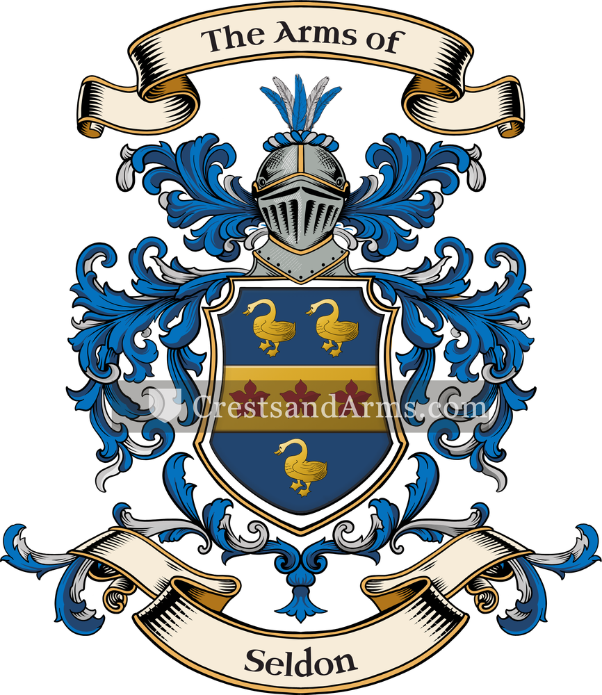The Seldon coat of arms, drawn from the recorded blazon