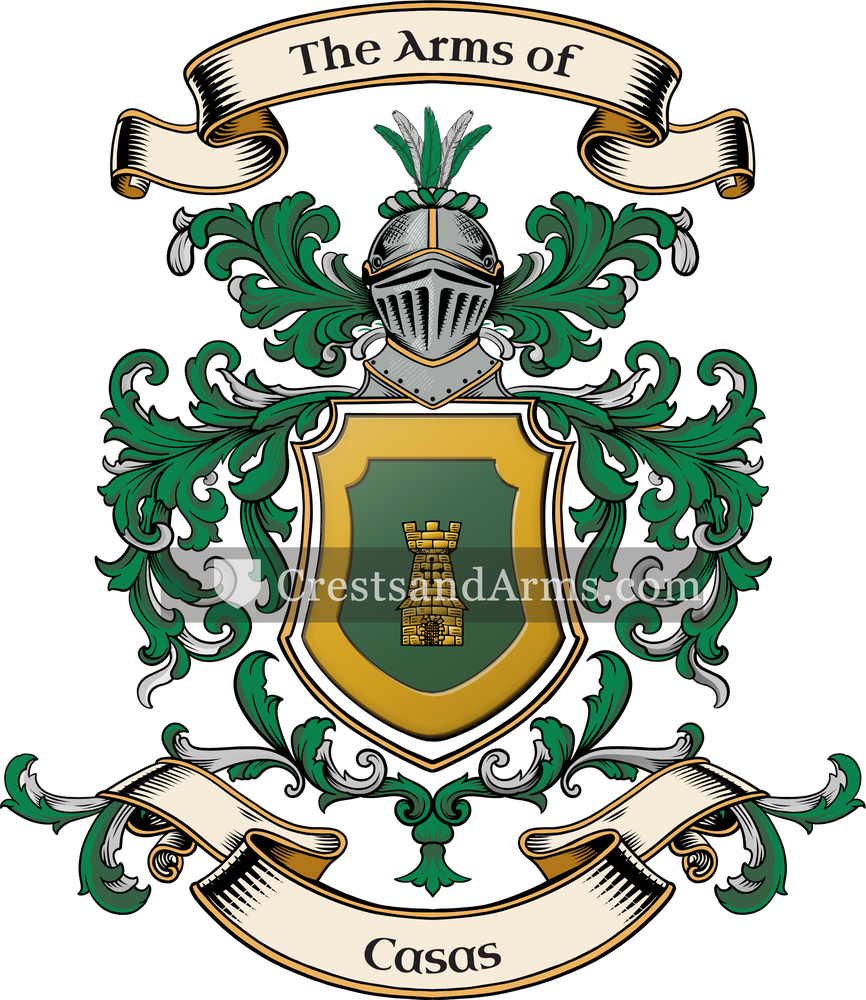 The Casas coat of arms, drawn from the recorded blazon