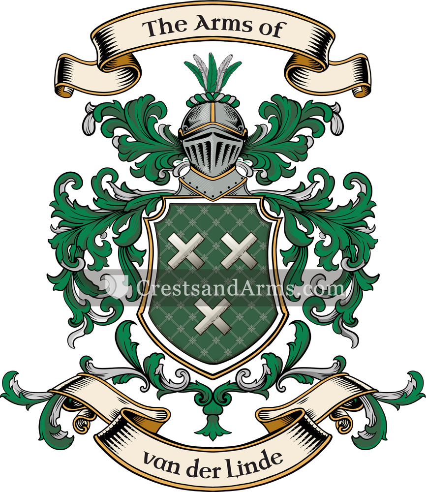 The van der Linde coat of arms, drawn from the recorded blazon