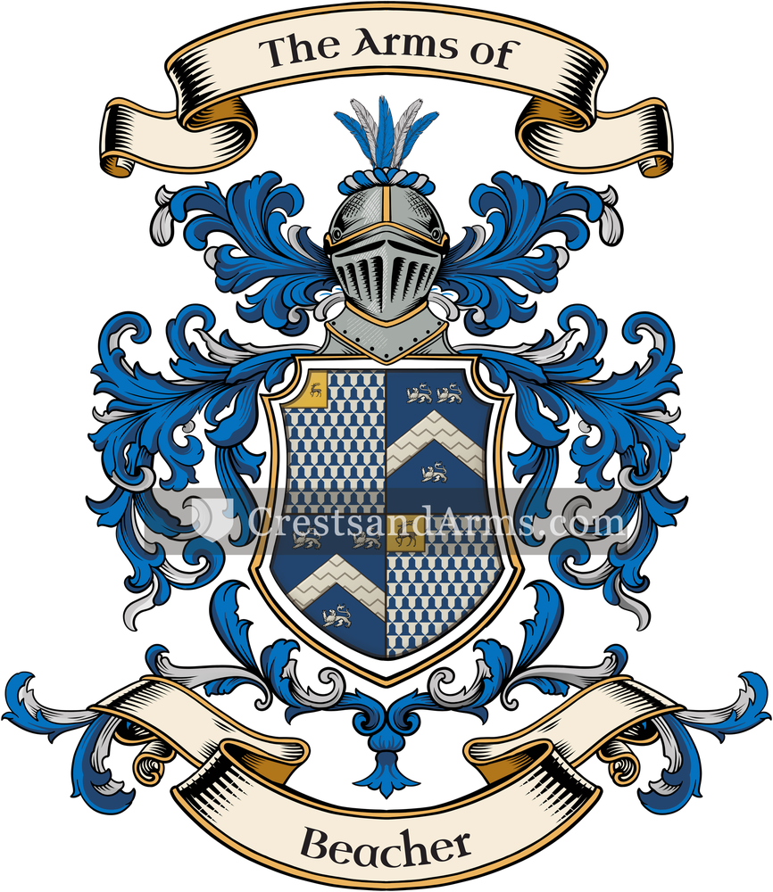 The Beacher coat of arms, drawn from the recorded blazon