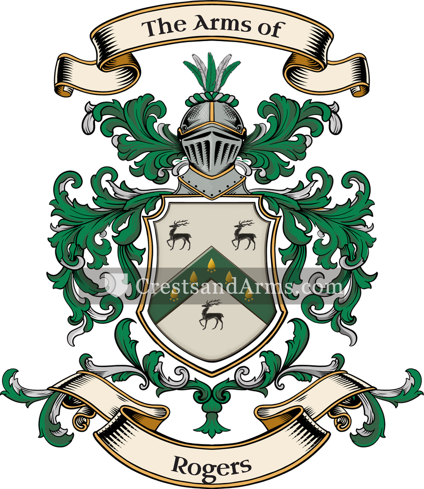 The Rogers coat of arms, drawn from the recorded blazon