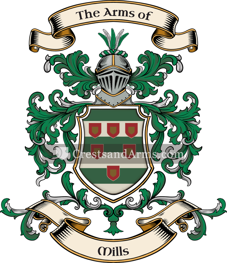 The Mills coat of arms, drawn from the recorded blazon