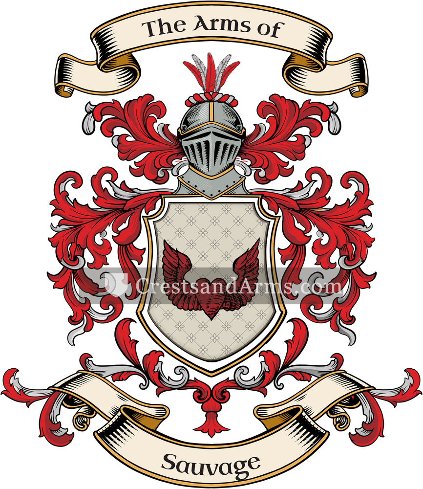 The Sauvage coat of arms, drawn from the recorded blazon