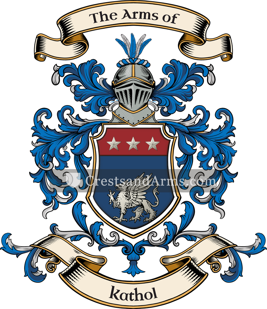 The Kathol coat of arms, drawn from the recorded blazon