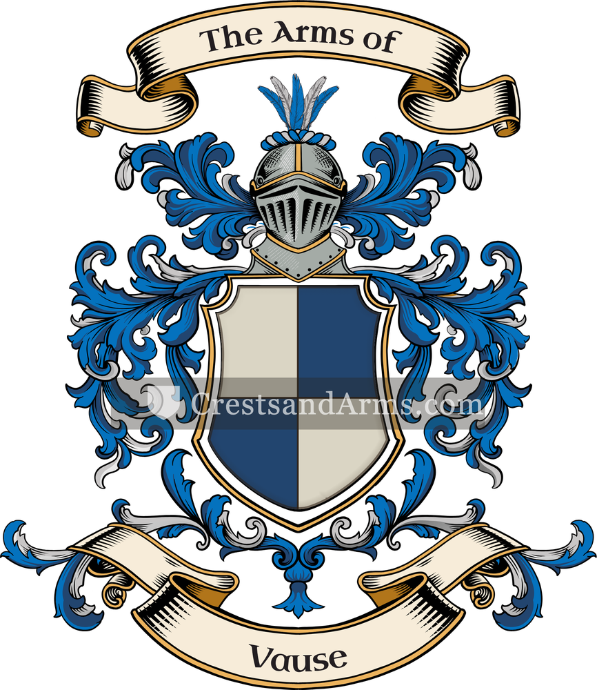The Vause coat of arms, drawn from the recorded blazon