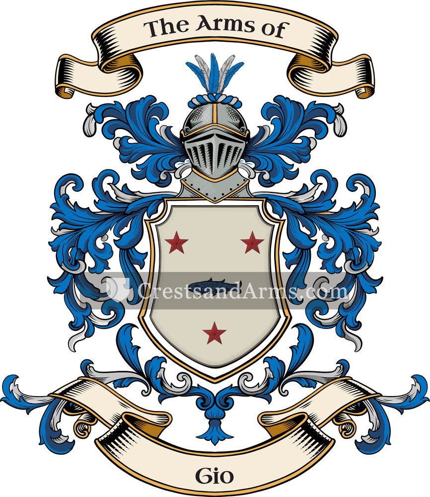 The Gio coat of arms, drawn from the recorded blazon