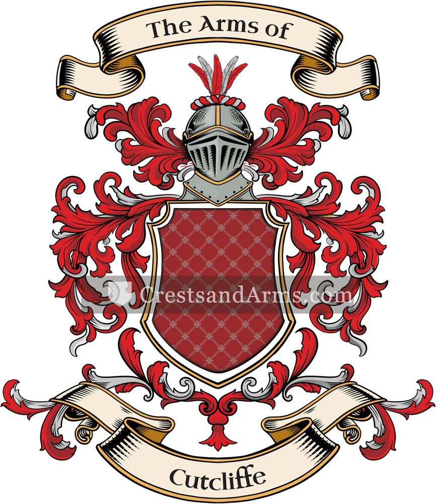 The Cutcliffe coat of arms, drawn from the recorded blazon