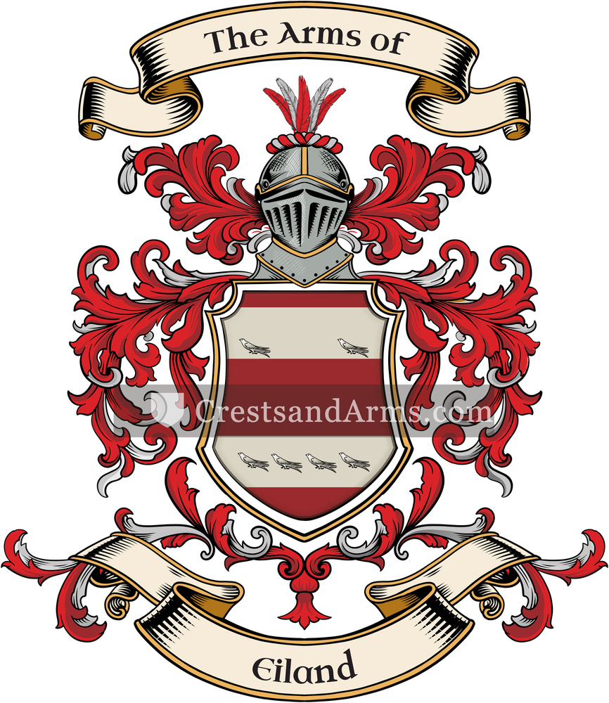The Eiland coat of arms, drawn from the recorded blazon