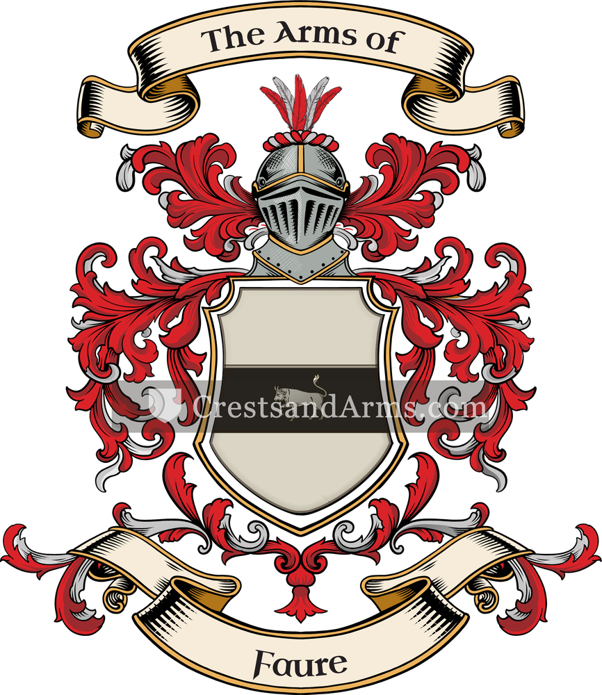 The Faure coat of arms, drawn from the recorded blazon