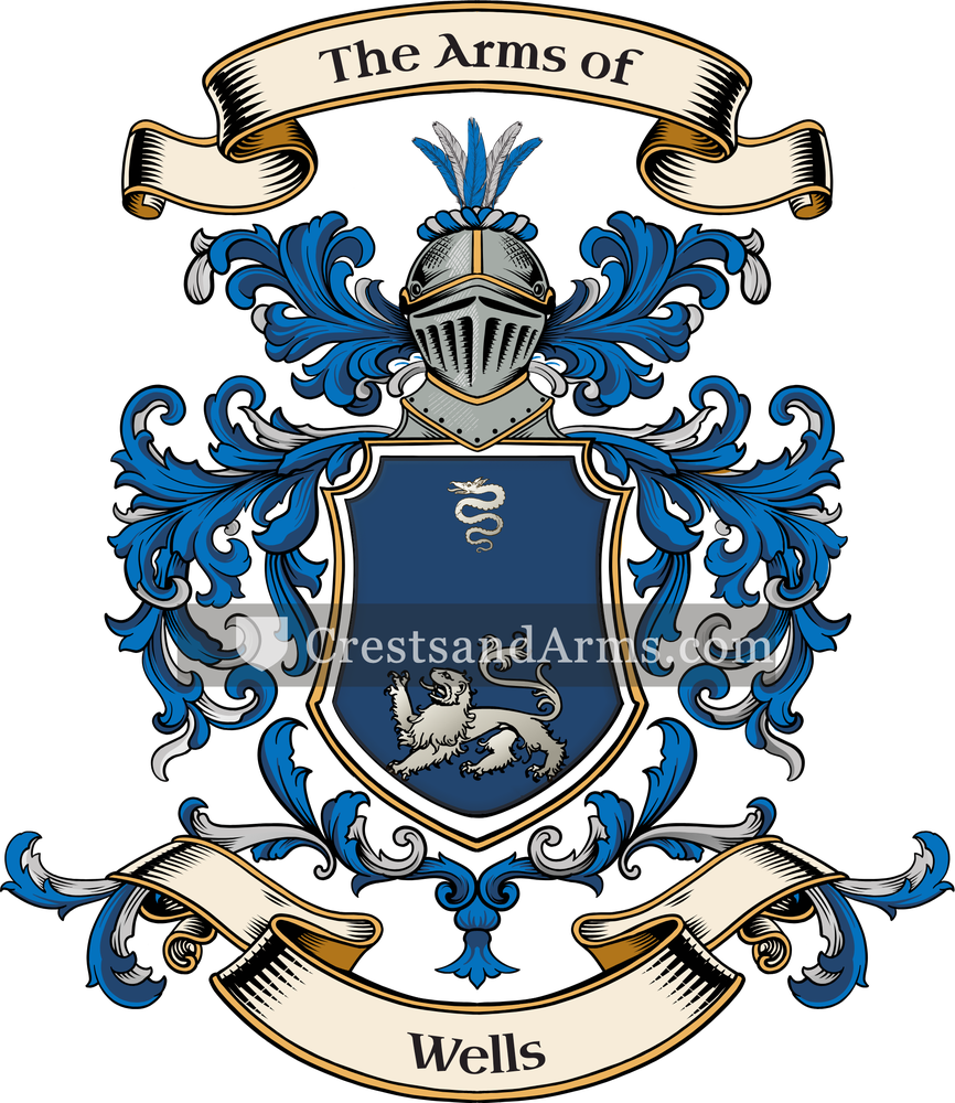 The Wells coat of arms, drawn from the recorded blazon