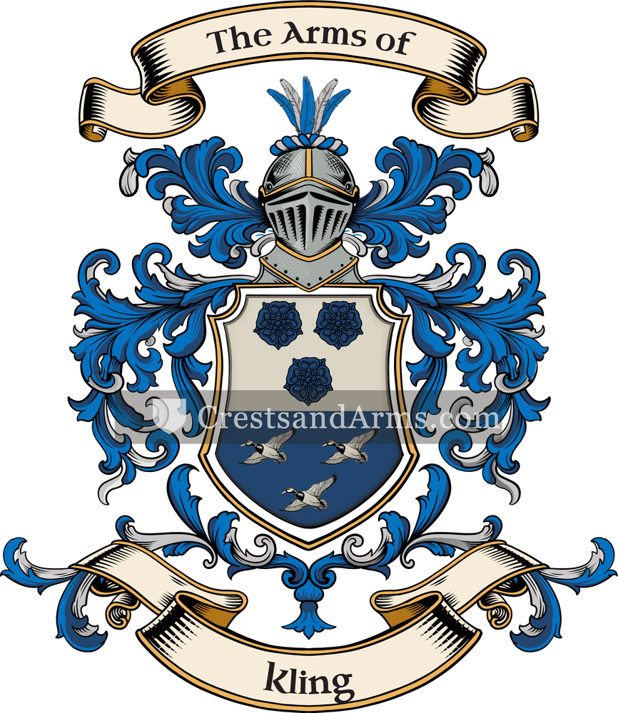 The Kling coat of arms, drawn from the recorded blazon