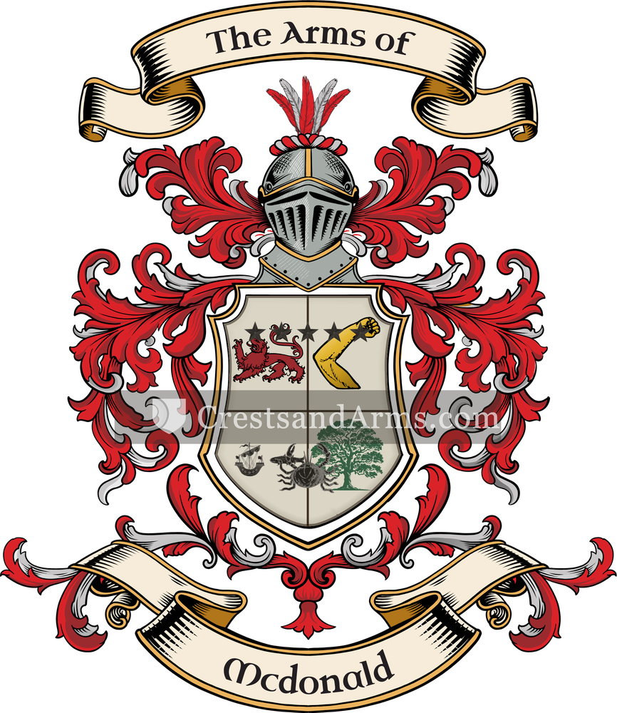 The Mcdonald coat of arms, drawn from the recorded blazon