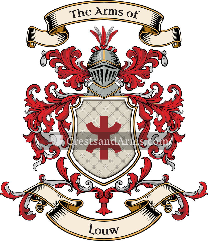 The Louw coat of arms, drawn from the recorded blazon