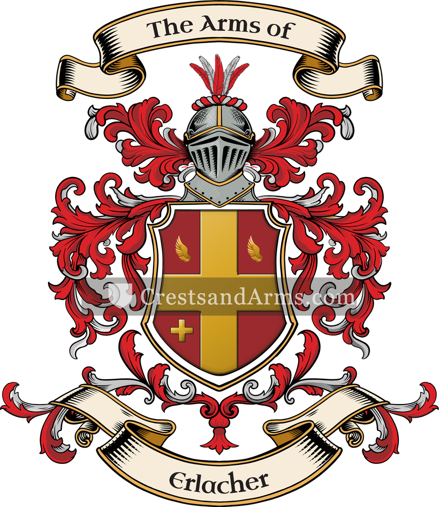 The Erlacher coat of arms, drawn from the recorded blazon
