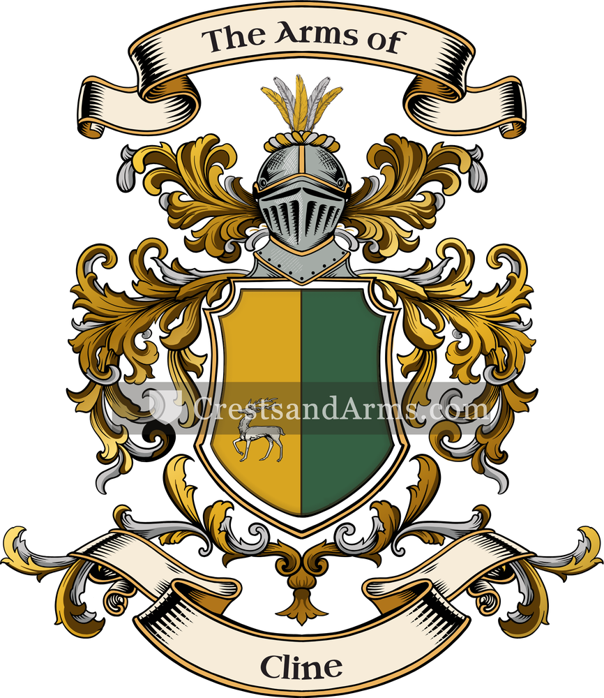 The Cline coat of arms, drawn from the recorded blazon