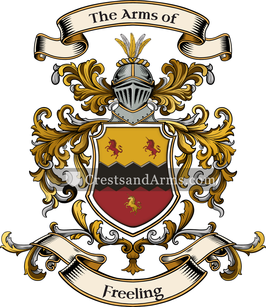 The Freeling coat of arms, drawn from the recorded blazon