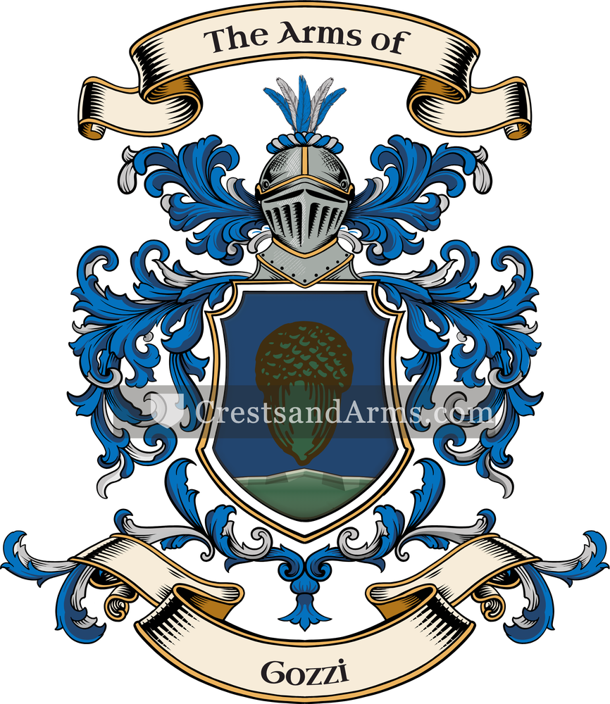 The Gozzi coat of arms, drawn from the recorded blazon