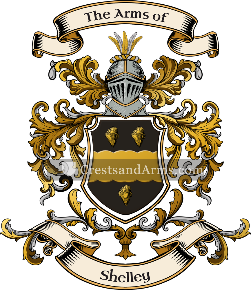 The Shelley coat of arms, drawn from the recorded blazon