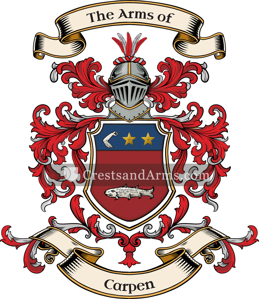 The Carpen coat of arms, drawn from the recorded blazon