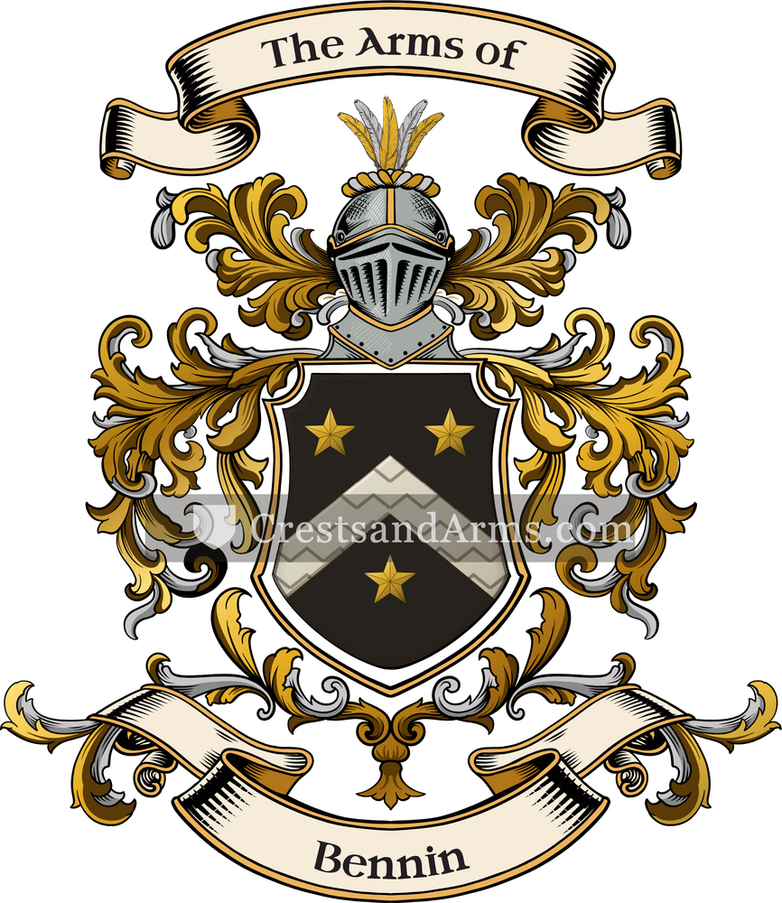 The Bennin coat of arms, drawn from the recorded blazon