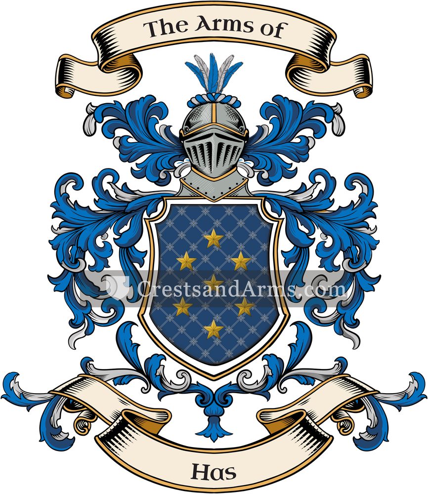 The Has coat of arms, drawn from the recorded blazon