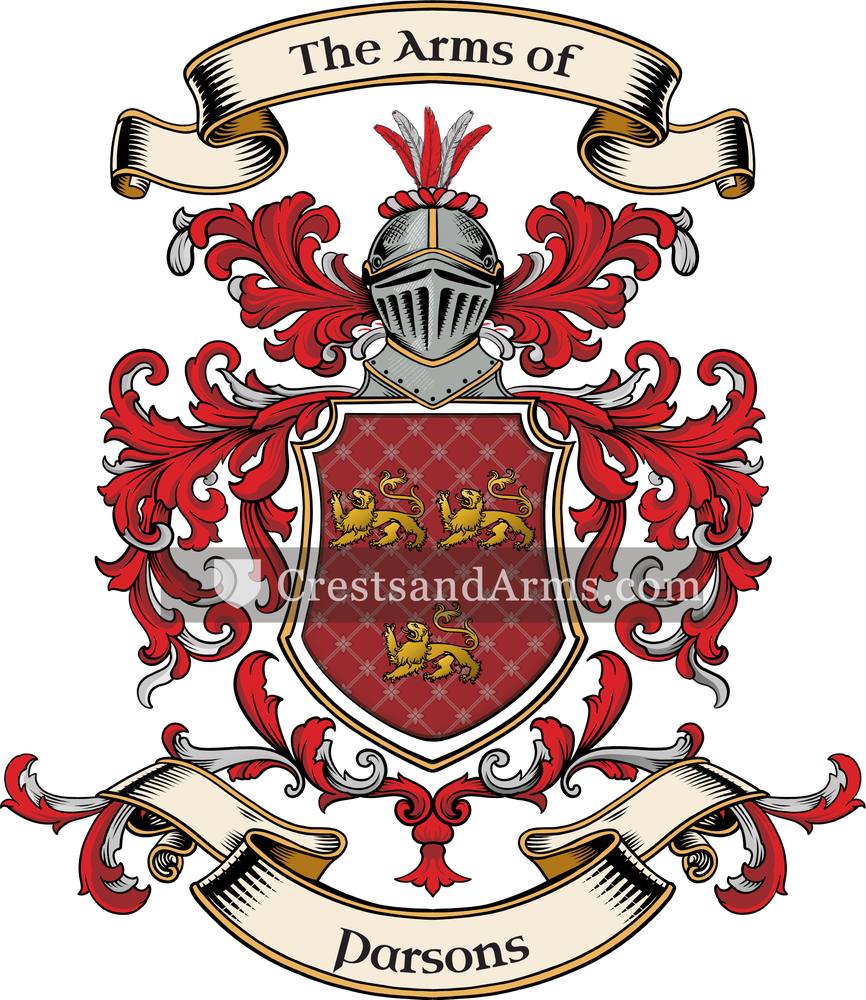 The Parsons coat of arms, drawn from the recorded blazon