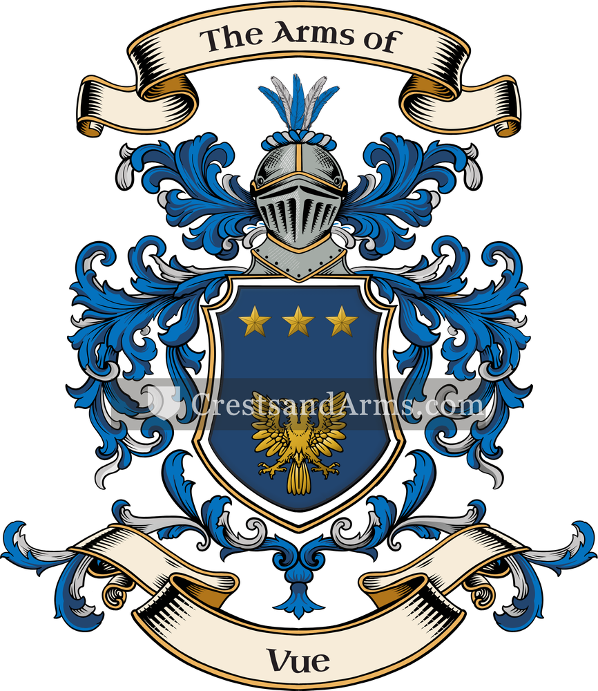 The Vue coat of arms, drawn from the recorded blazon