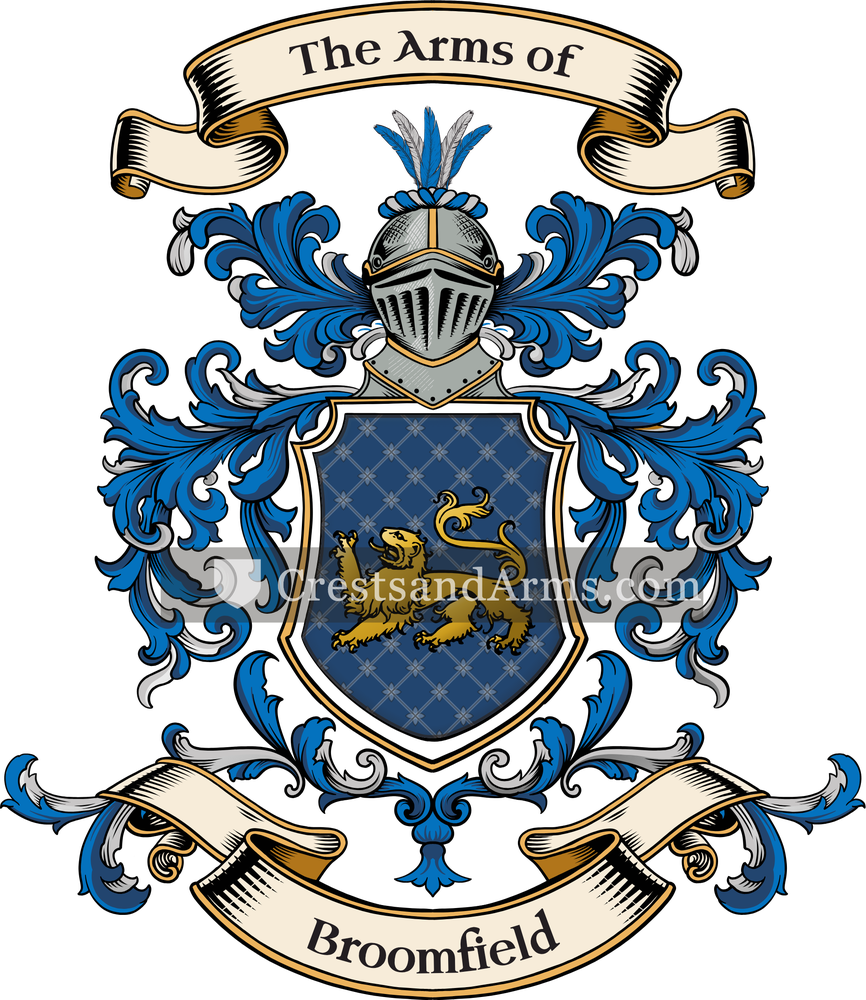 The Broomfield coat of arms, drawn from the recorded blazon