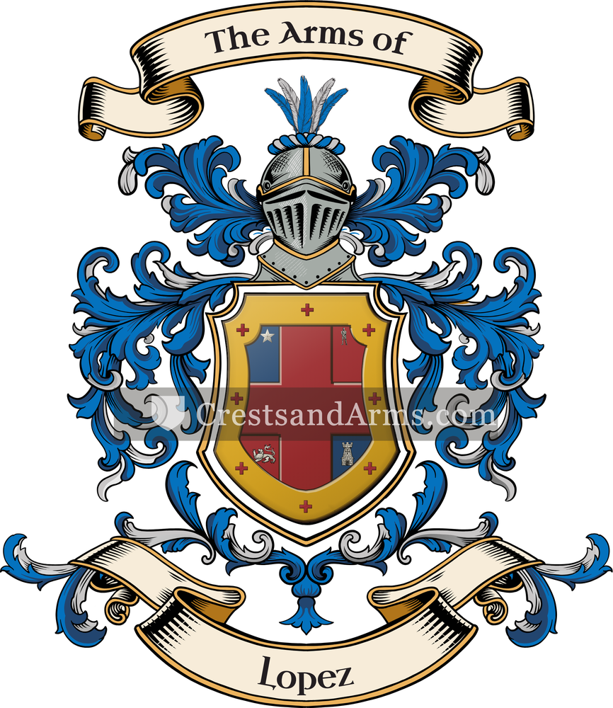 The Lopez coat of arms, drawn from the recorded blazon