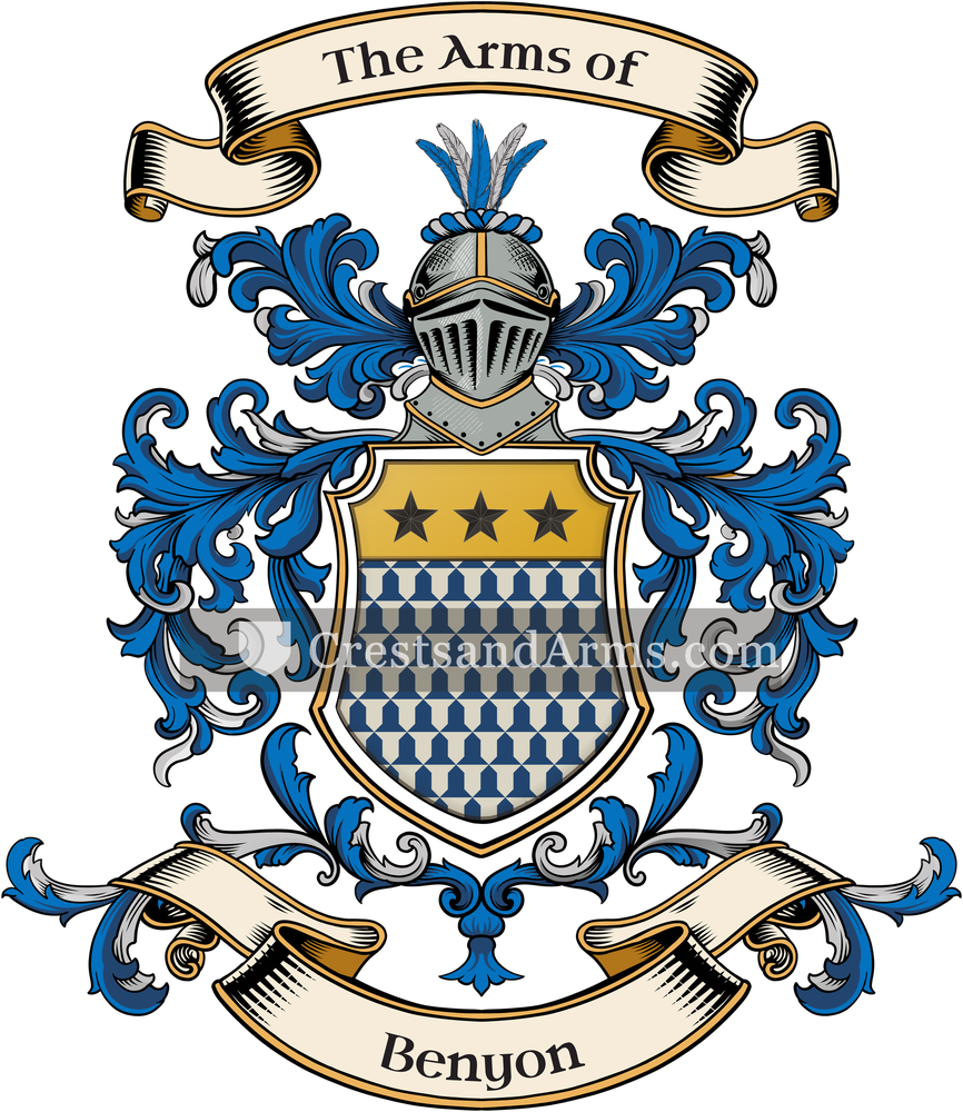 The Benyon coat of arms, drawn from the recorded blazon