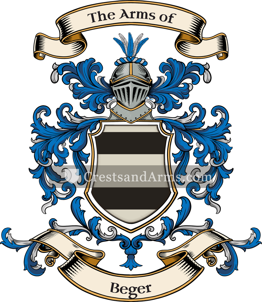 The Beger coat of arms, drawn from the recorded blazon
