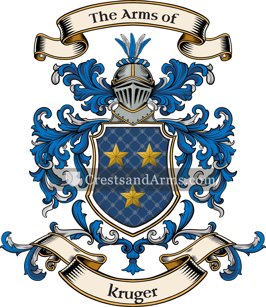 The Kruger coat of arms, drawn from the recorded blazon