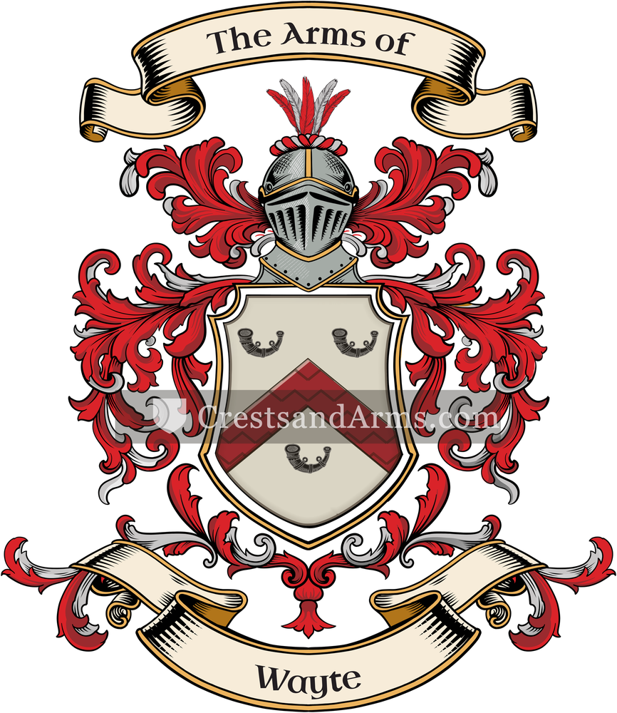 The Wayte coat of arms, drawn from the recorded blazon