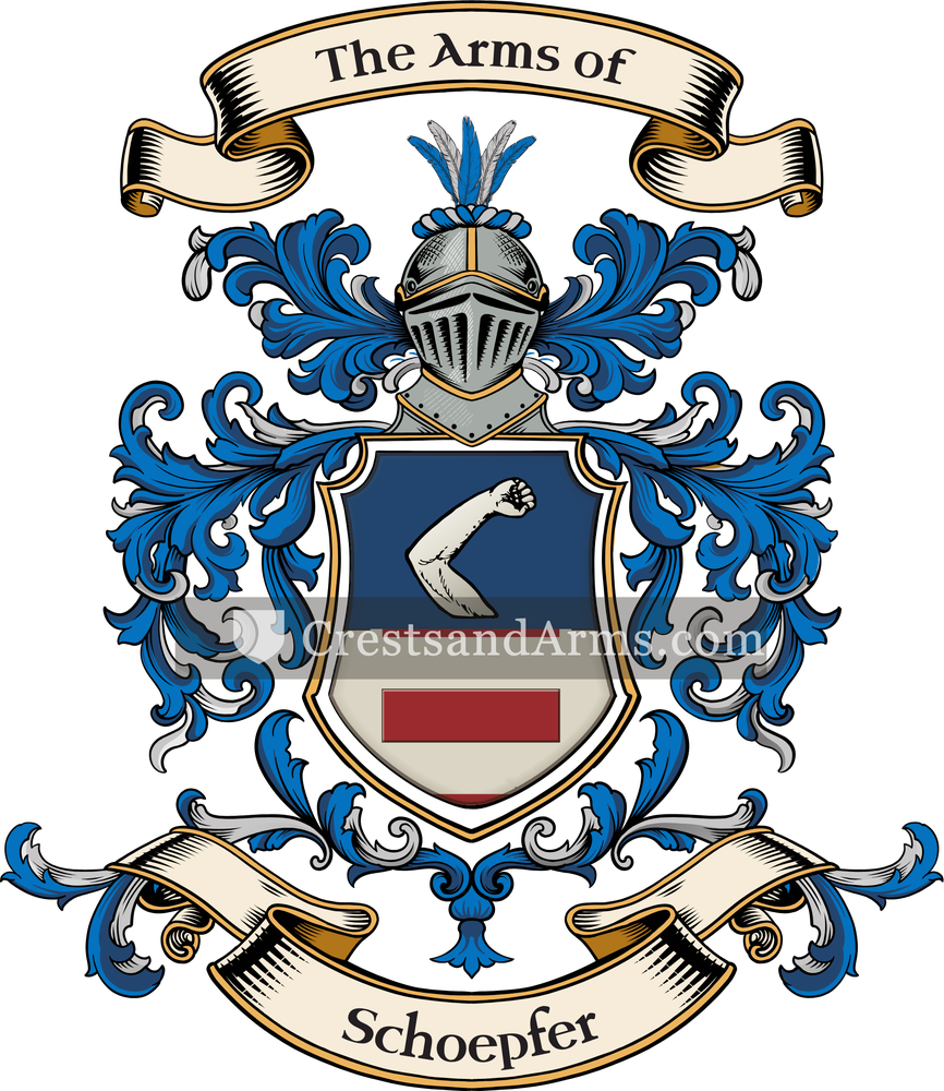 The Schoepfer coat of arms, drawn from the recorded blazon