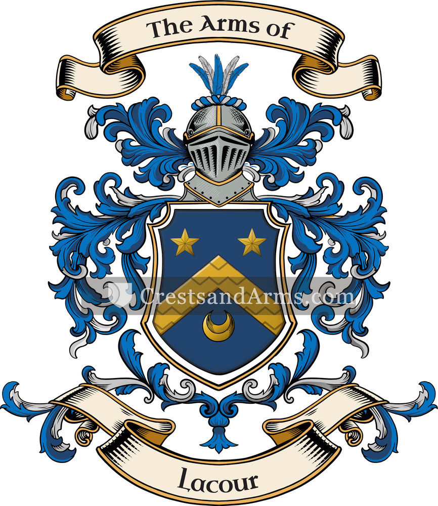 The Lacour coat of arms, drawn from the recorded blazon
