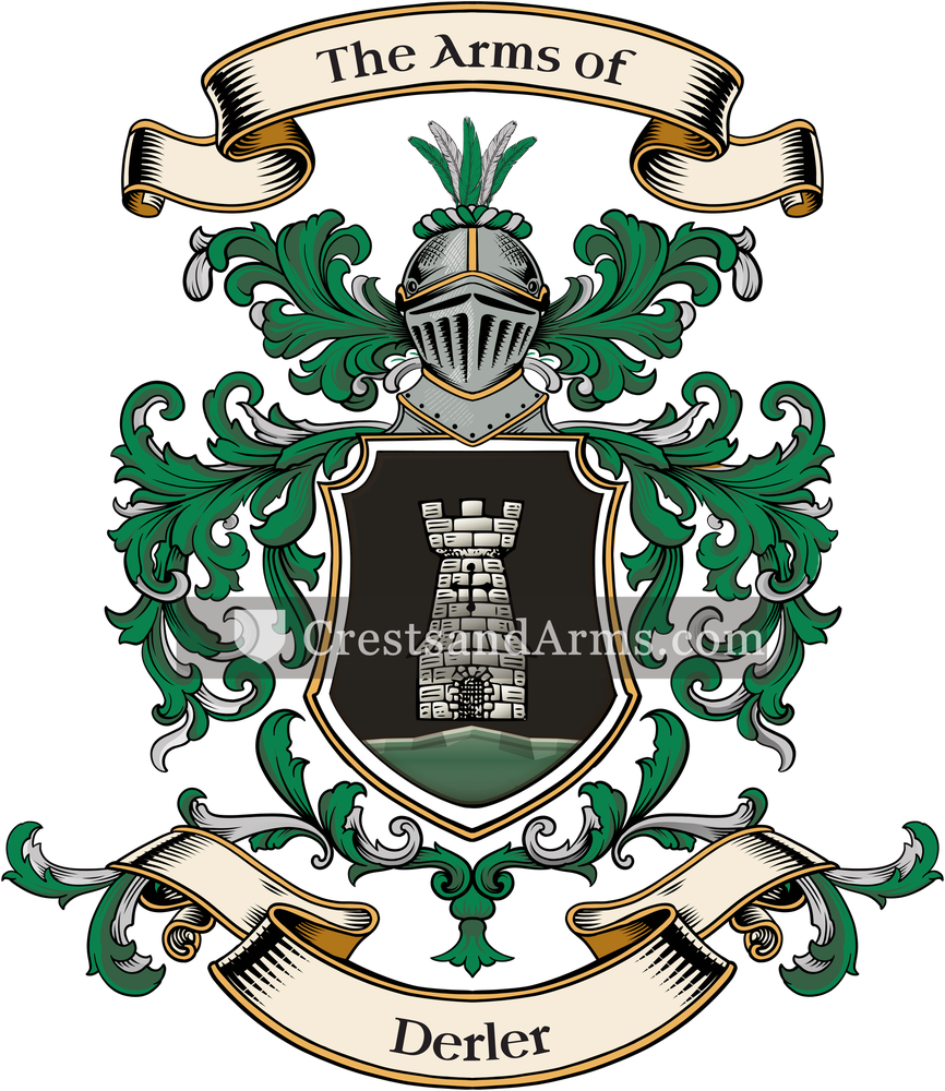 The Derler coat of arms, drawn from the recorded blazon