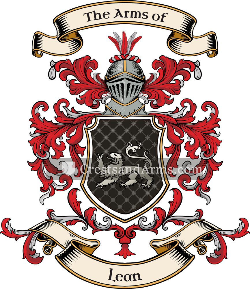 The Lean coat of arms, drawn from the recorded blazon