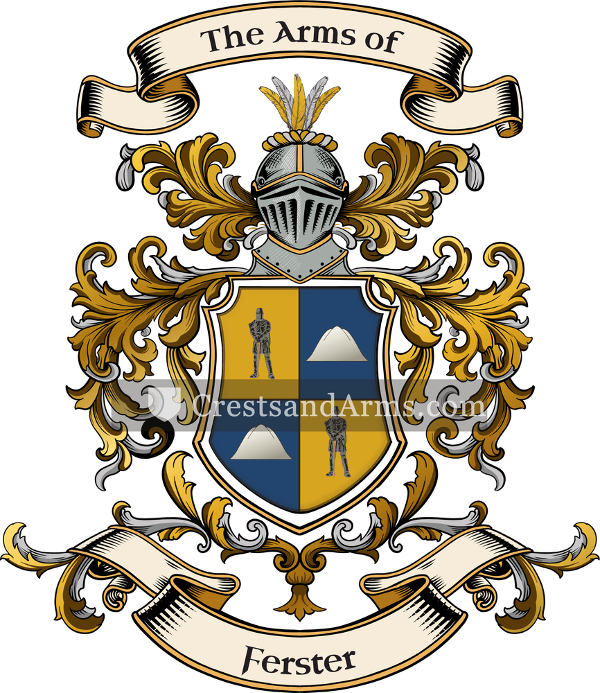The Ferster coat of arms, drawn from the recorded blazon