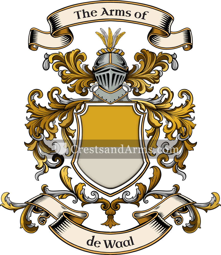 The de Waal coat of arms, drawn from the recorded blazon