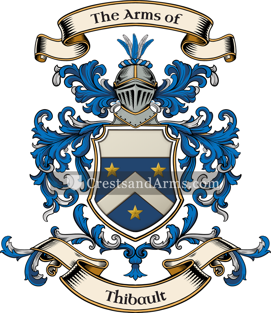 The Thibault coat of arms, drawn from the recorded blazon