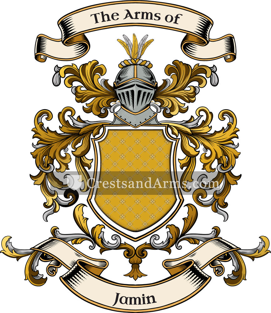 The Jamin coat of arms, drawn from the recorded blazon